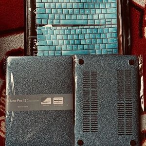 MacBook Pro 13’ blue glitter case